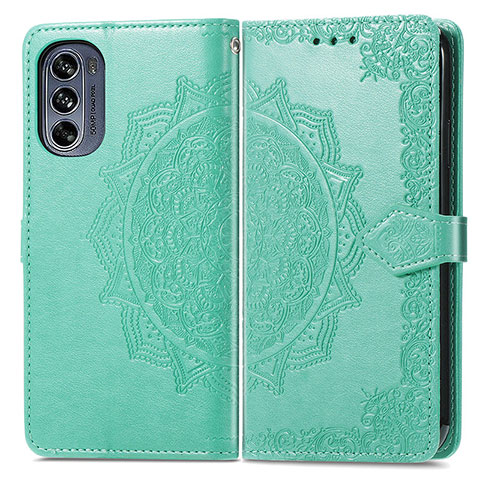 Custodia Portafoglio In Pelle Fantasia Modello Cover con Supporto per Motorola Moto G62 5G Verde