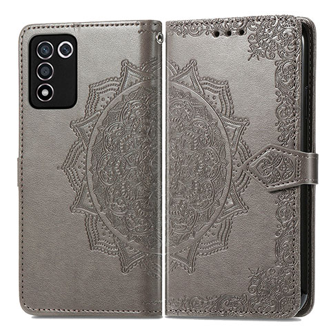 Custodia Portafoglio In Pelle Fantasia Modello Cover con Supporto per Oppo K9S 5G Grigio