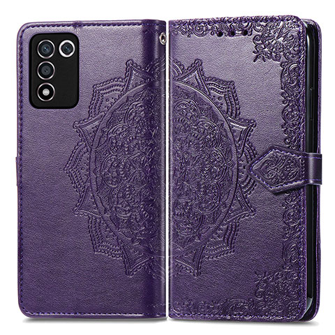 Custodia Portafoglio In Pelle Fantasia Modello Cover con Supporto per Oppo K9S 5G Viola