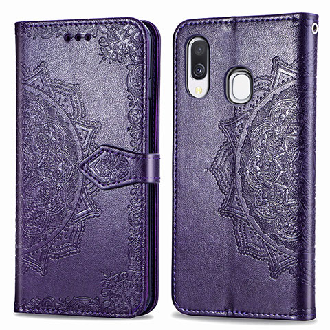 Custodia Portafoglio In Pelle Fantasia Modello Cover con Supporto per Samsung Galaxy A40 Viola