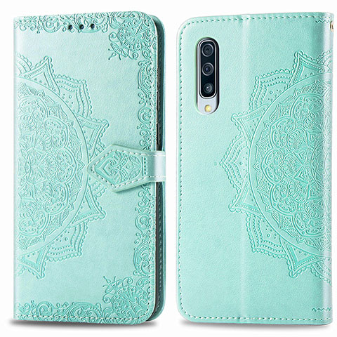 Custodia Portafoglio In Pelle Fantasia Modello Cover con Supporto per Samsung Galaxy A50 Verde