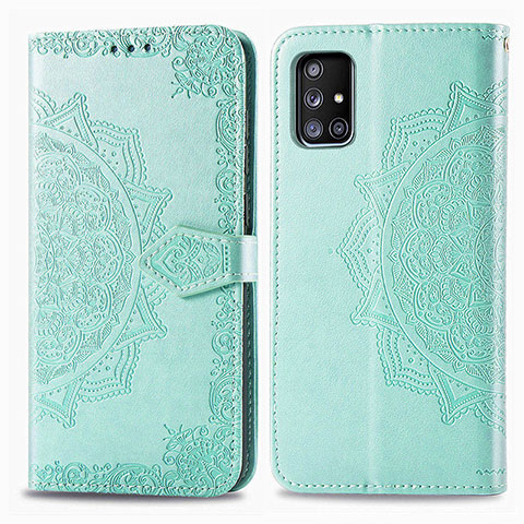 Custodia Portafoglio In Pelle Fantasia Modello Cover con Supporto per Samsung Galaxy A51 5G Verde