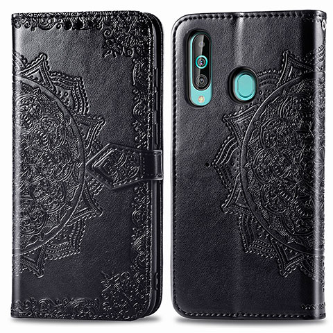 Custodia Portafoglio In Pelle Fantasia Modello Cover con Supporto per Samsung Galaxy A60 Nero