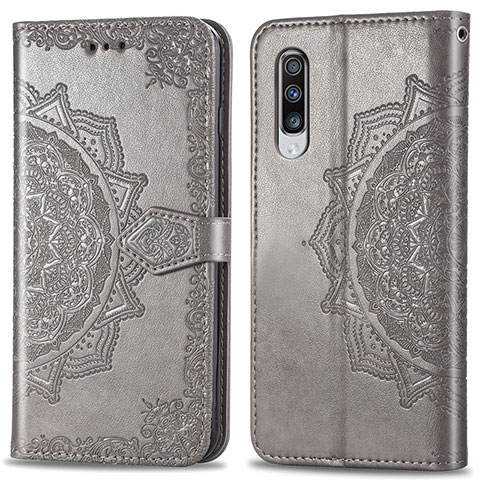 Custodia Portafoglio In Pelle Fantasia Modello Cover con Supporto per Samsung Galaxy A70 Grigio