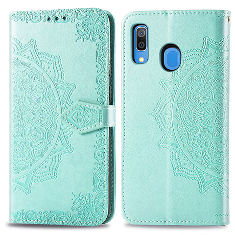 Custodia Portafoglio In Pelle Fantasia Modello Cover con Supporto per Samsung Galaxy M10S Verde