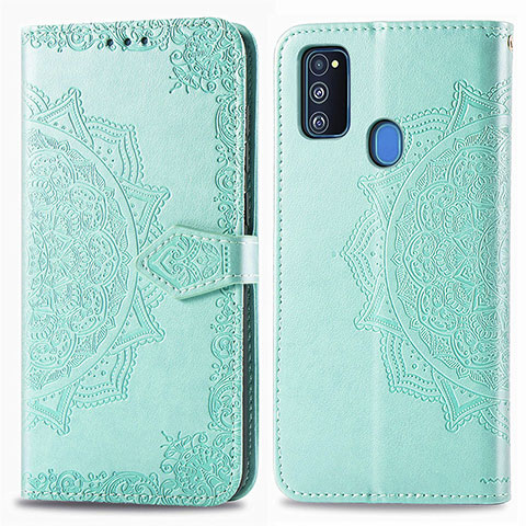 Custodia Portafoglio In Pelle Fantasia Modello Cover con Supporto per Samsung Galaxy M21 Verde