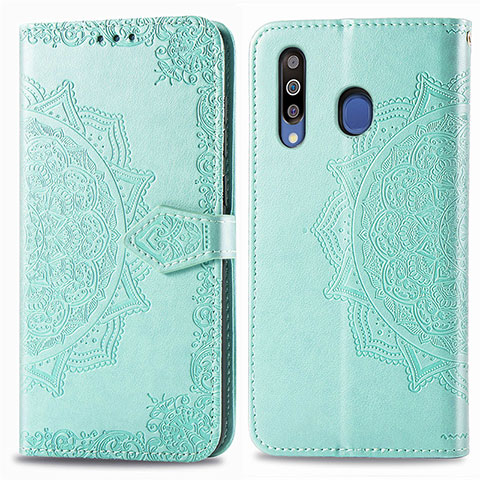 Custodia Portafoglio In Pelle Fantasia Modello Cover con Supporto per Samsung Galaxy M30 Verde