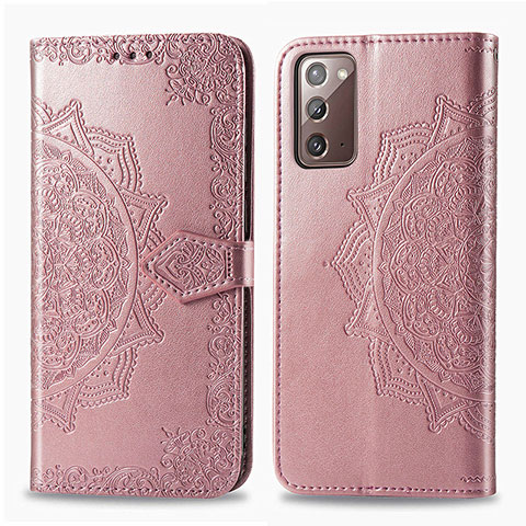 Custodia Portafoglio In Pelle Fantasia Modello Cover con Supporto per Samsung Galaxy Note 20 5G Oro Rosa