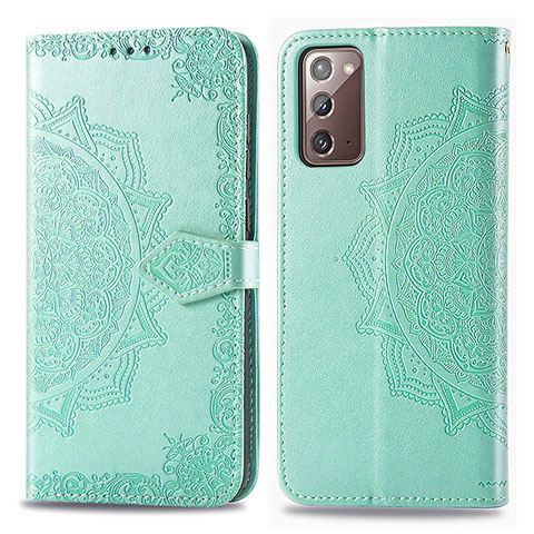 Custodia Portafoglio In Pelle Fantasia Modello Cover con Supporto per Samsung Galaxy Note 20 5G Verde