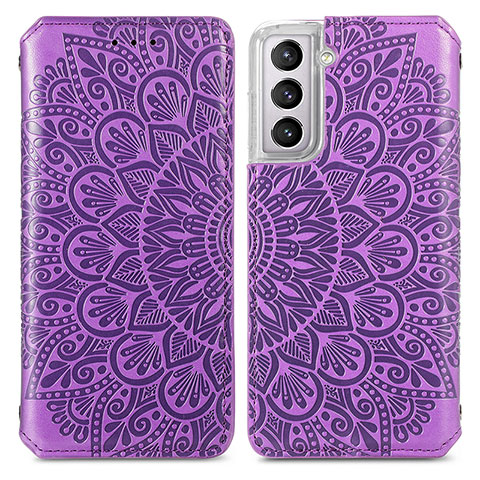 Custodia Portafoglio In Pelle Fantasia Modello Cover con Supporto per Samsung Galaxy S21 5G Viola