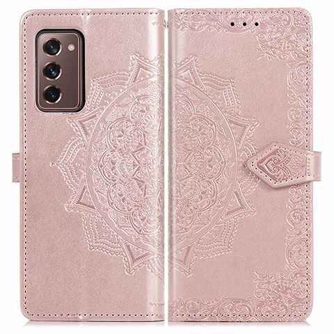 Custodia Portafoglio In Pelle Fantasia Modello Cover con Supporto per Samsung Galaxy Z Fold2 5G Oro Rosa