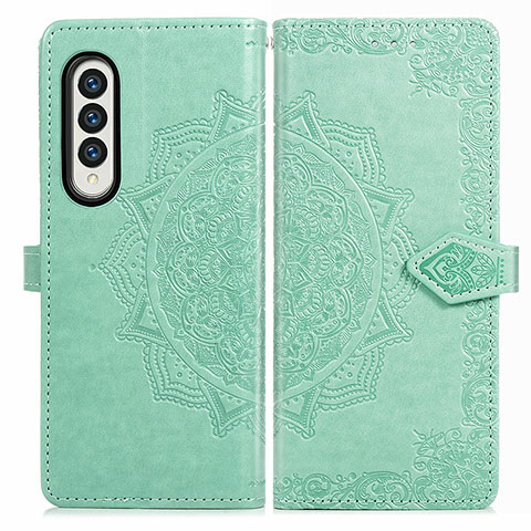 Custodia Portafoglio In Pelle Fantasia Modello Cover con Supporto per Samsung Galaxy Z Fold4 5G Verde