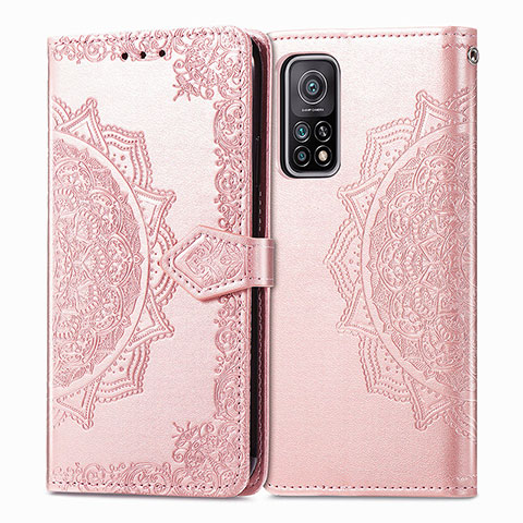 Custodia Portafoglio In Pelle Fantasia Modello Cover con Supporto per Xiaomi Mi 10T 5G Oro Rosa