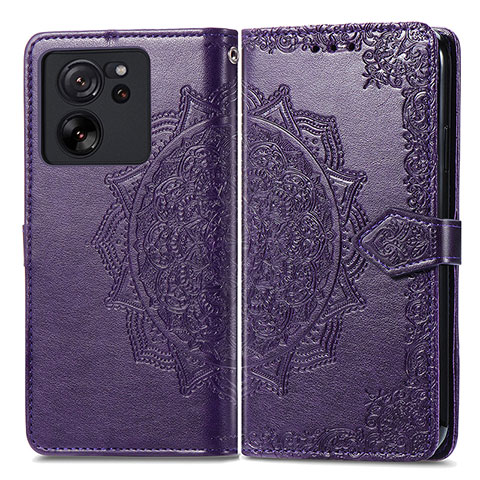 Custodia Portafoglio In Pelle Fantasia Modello Cover con Supporto per Xiaomi Mi 13T Pro 5G Viola