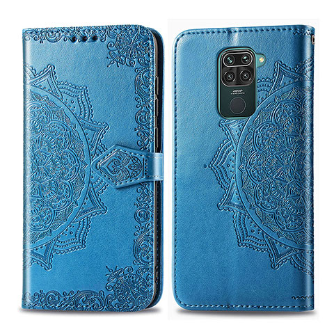 Custodia Portafoglio In Pelle Fantasia Modello Cover con Supporto per Xiaomi Redmi Note 9 Blu