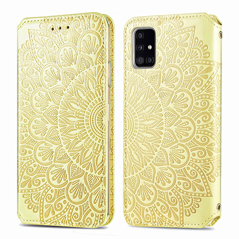 Custodia Portafoglio In Pelle Fantasia Modello Cover con Supporto S01D per Samsung Galaxy A51 5G Oro