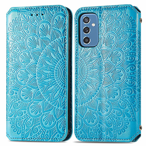 Custodia Portafoglio In Pelle Fantasia Modello Cover con Supporto S01D per Samsung Galaxy M52 5G Blu