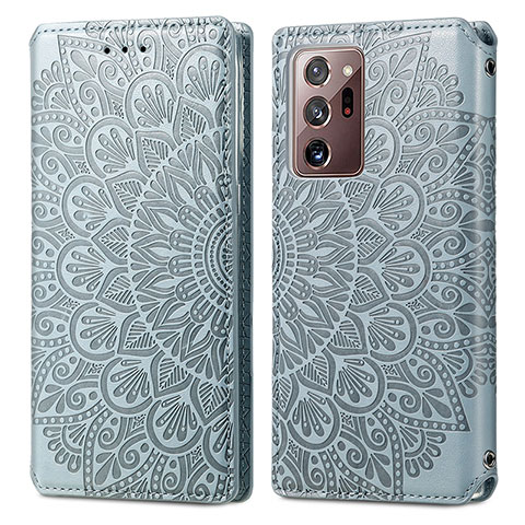 Custodia Portafoglio In Pelle Fantasia Modello Cover con Supporto S01D per Samsung Galaxy Note 20 Ultra 5G Argento