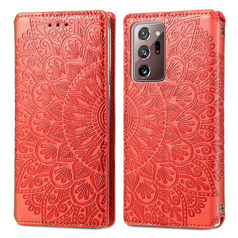 Custodia Portafoglio In Pelle Fantasia Modello Cover con Supporto S01D per Samsung Galaxy Note 20 Ultra 5G Rosso