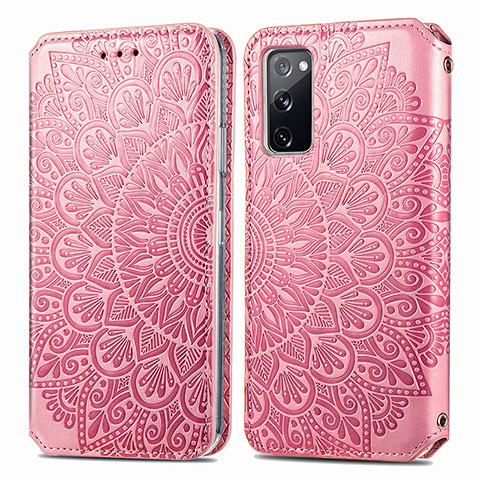 Custodia Portafoglio In Pelle Fantasia Modello Cover con Supporto S01D per Samsung Galaxy S20 FE (2022) 5G Oro Rosa