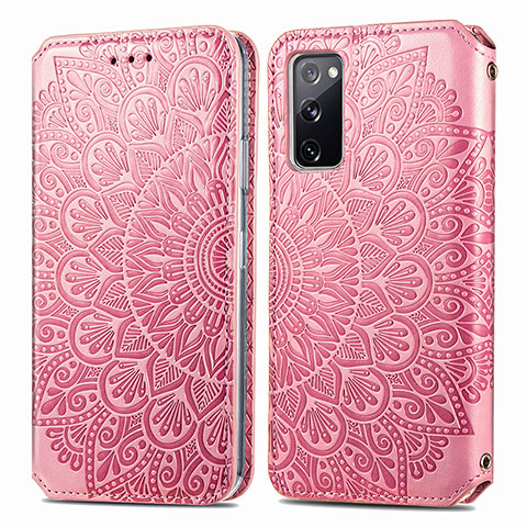 Custodia Portafoglio In Pelle Fantasia Modello Cover con Supporto S01D per Samsung Galaxy S20 FE 5G Oro Rosa