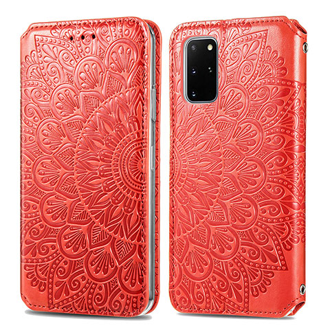 Custodia Portafoglio In Pelle Fantasia Modello Cover con Supporto S01D per Samsung Galaxy S20 Plus Rosso
