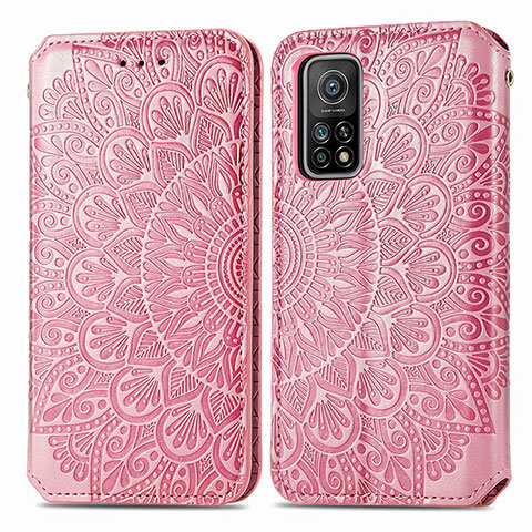 Custodia Portafoglio In Pelle Fantasia Modello Cover con Supporto S01D per Xiaomi Mi 10T 5G Oro Rosa