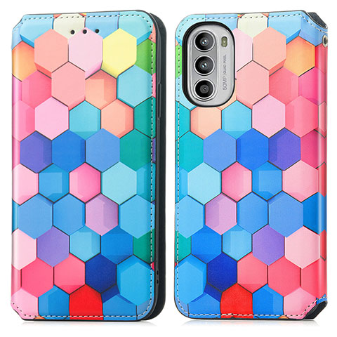 Custodia Portafoglio In Pelle Fantasia Modello Cover con Supporto S02D per Motorola Moto Edge (2022) 5G Colorato