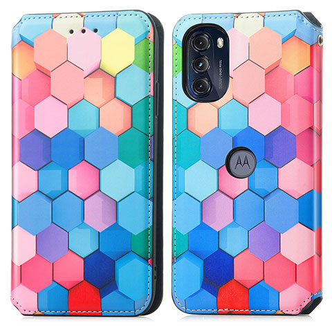 Custodia Portafoglio In Pelle Fantasia Modello Cover con Supporto S02D per Motorola Moto G 5G (2022) Colorato