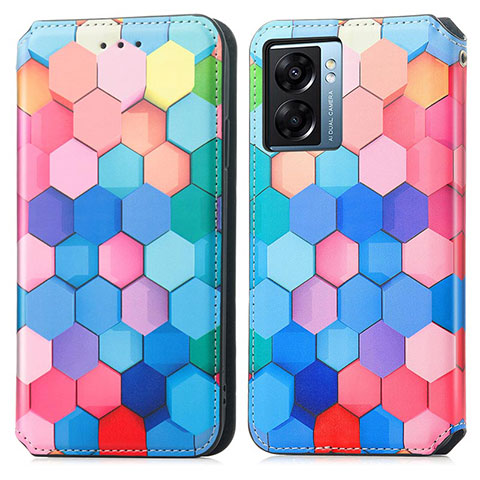 Custodia Portafoglio In Pelle Fantasia Modello Cover con Supporto S02D per Oppo A56S 5G Colorato