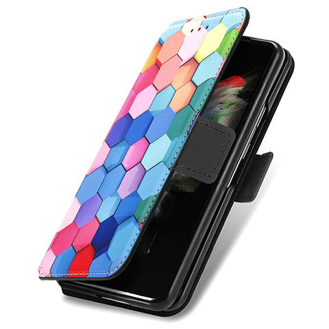 Custodia Portafoglio In Pelle Fantasia Modello Cover con Supporto S02D per Samsung Galaxy Z Fold4 5G Colorato