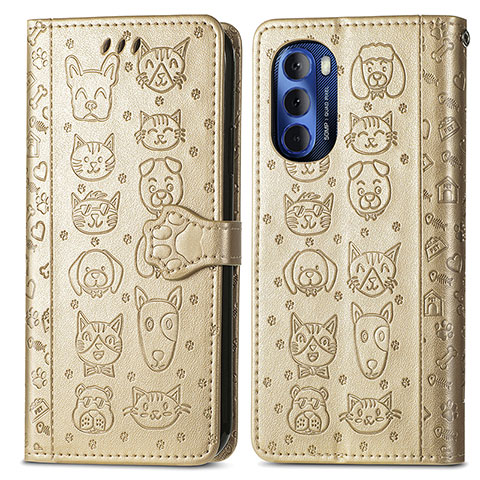 Custodia Portafoglio In Pelle Fantasia Modello Cover con Supporto S03D per Motorola Moto G Stylus (2022) 4G Oro