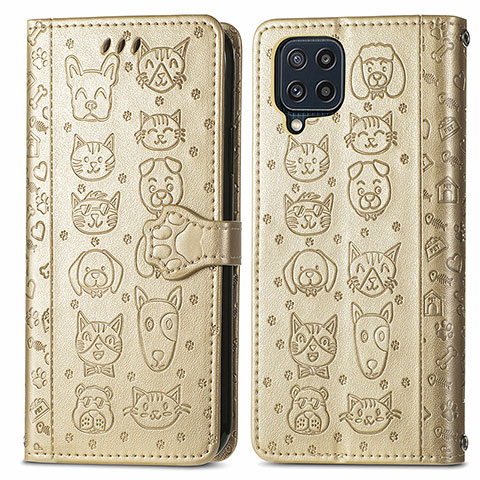 Custodia Portafoglio In Pelle Fantasia Modello Cover con Supporto S03D per Samsung Galaxy M32 4G Oro