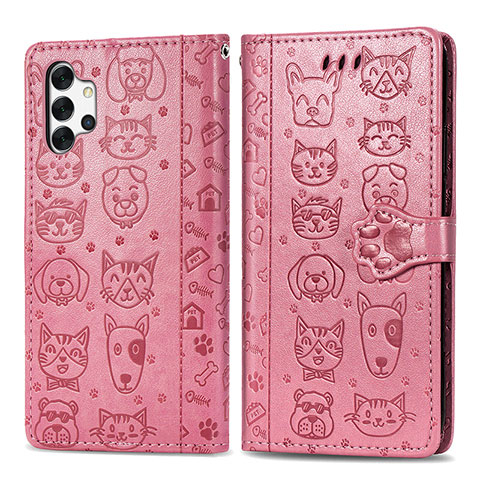 Custodia Portafoglio In Pelle Fantasia Modello Cover con Supporto S03D per Samsung Galaxy M32 5G Oro Rosa