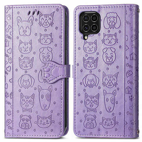 Custodia Portafoglio In Pelle Fantasia Modello Cover con Supporto S03D per Samsung Galaxy M62 4G Viola