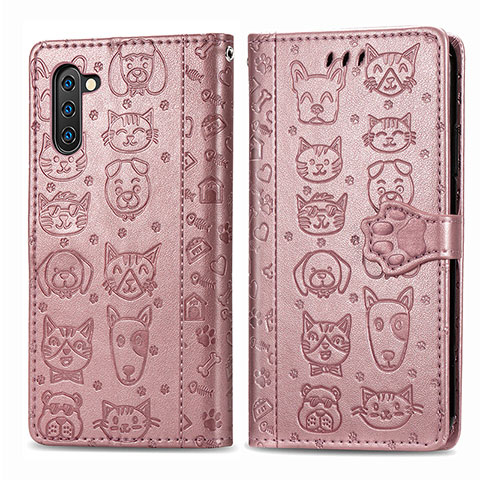 Custodia Portafoglio In Pelle Fantasia Modello Cover con Supporto S03D per Samsung Galaxy Note 10 5G Rosa