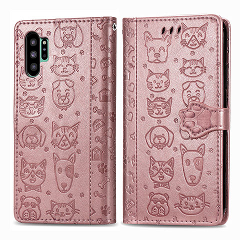 Custodia Portafoglio In Pelle Fantasia Modello Cover con Supporto S03D per Samsung Galaxy Note 10 Plus 5G Rosa