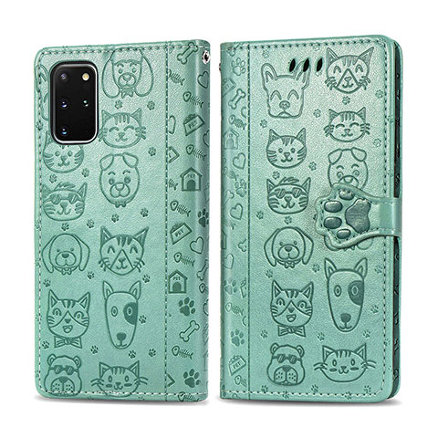 Custodia Portafoglio In Pelle Fantasia Modello Cover con Supporto S03D per Samsung Galaxy S20 Plus Verde