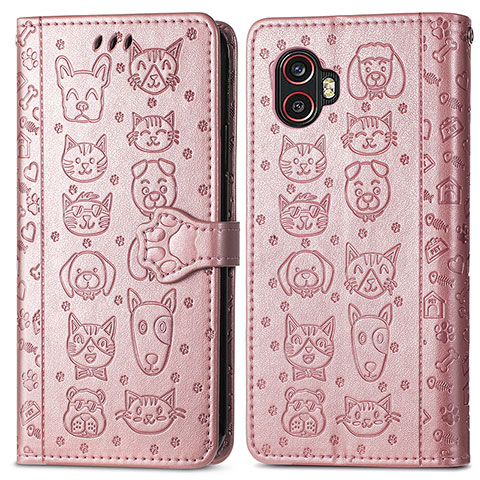 Custodia Portafoglio In Pelle Fantasia Modello Cover con Supporto S03D per Samsung Galaxy XCover 6 Pro 5G Rosa