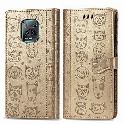 Custodia Portafoglio In Pelle Fantasia Modello Cover con Supporto S03D per Xiaomi Redmi 10X 5G Oro