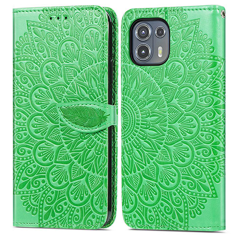 Custodia Portafoglio In Pelle Fantasia Modello Cover con Supporto S04D per Motorola Moto Edge 20 Lite 5G Verde