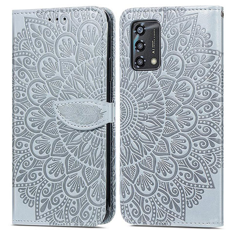 Custodia Portafoglio In Pelle Fantasia Modello Cover con Supporto S04D per Oppo F19 Grigio