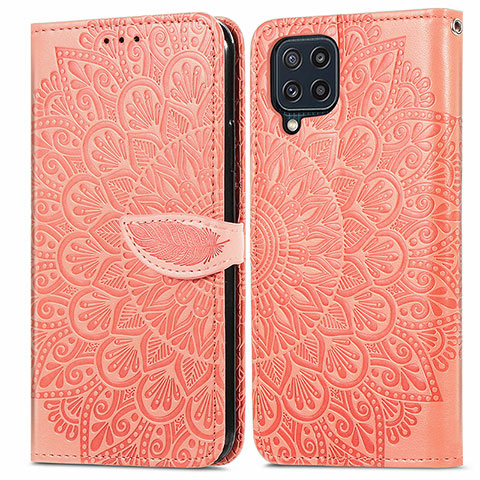 Custodia Portafoglio In Pelle Fantasia Modello Cover con Supporto S04D per Samsung Galaxy M32 4G Arancione