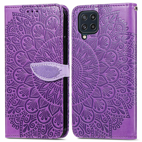 Custodia Portafoglio In Pelle Fantasia Modello Cover con Supporto S04D per Samsung Galaxy M32 4G Viola