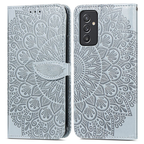 Custodia Portafoglio In Pelle Fantasia Modello Cover con Supporto S04D per Samsung Galaxy Quantum2 5G Grigio