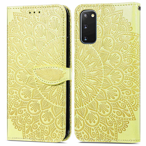 Custodia Portafoglio In Pelle Fantasia Modello Cover con Supporto S04D per Samsung Galaxy S20 5G Giallo