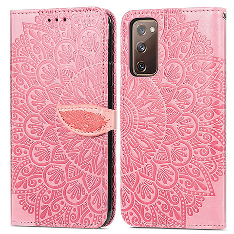 Custodia Portafoglio In Pelle Fantasia Modello Cover con Supporto S04D per Samsung Galaxy S20 FE 5G Oro Rosa