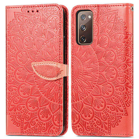 Custodia Portafoglio In Pelle Fantasia Modello Cover con Supporto S04D per Samsung Galaxy S20 FE 5G Rosso
