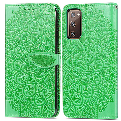 Custodia Portafoglio In Pelle Fantasia Modello Cover con Supporto S04D per Samsung Galaxy S20 Lite 5G Verde