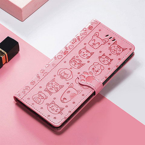 Custodia Portafoglio In Pelle Fantasia Modello Cover con Supporto S05D per Huawei Honor Magic5 5G Rosa